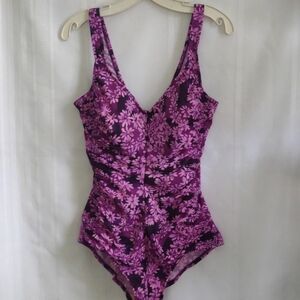 Women's floral purple bathing suit one piece